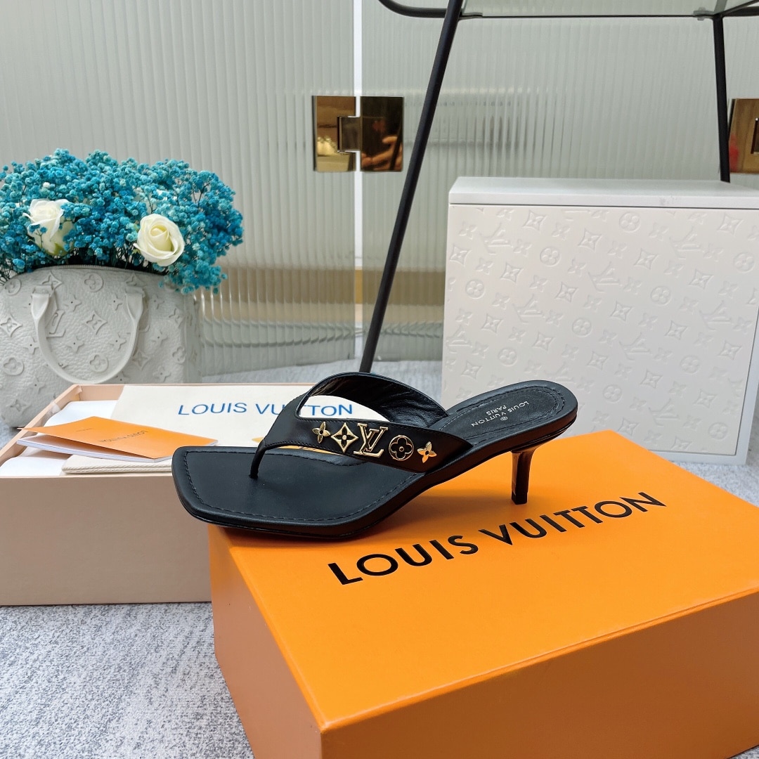 (1:1 replica) Louis Vuitton Women s Signature Thong Black For Women LV 1A9QG3