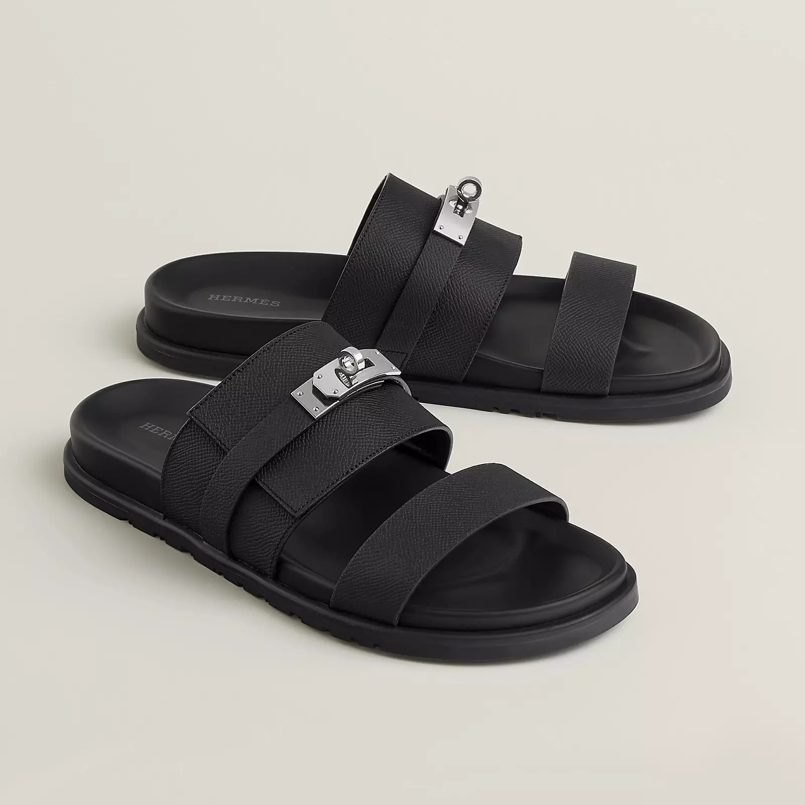 (1:1 replica) HERMES MEN S JACKSON SANDAL IN BLACK EPSOM CALFSKIN HMSD040