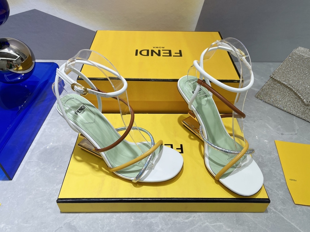 (1:1 replica) Fendi First White Nappa High-Heeled Sandals For Women 8X8274AHIUF1GZS