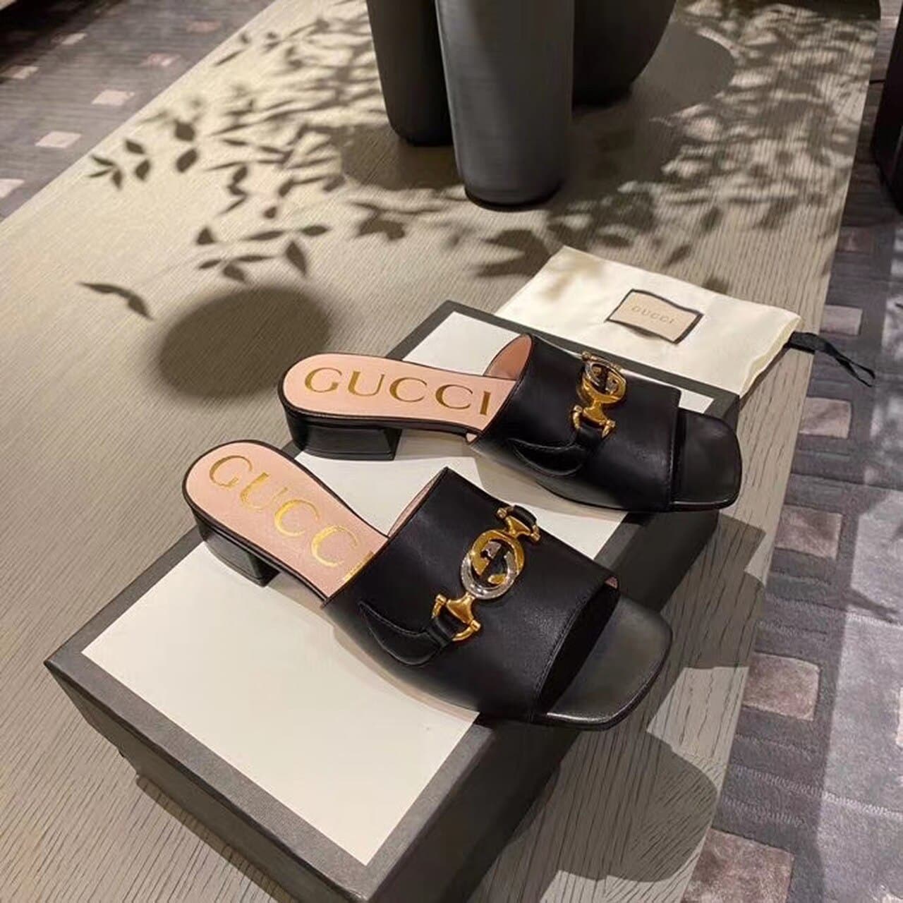 (1:1 replica) Gucci Gucci Zumi Slide Sandals Black For Women GG