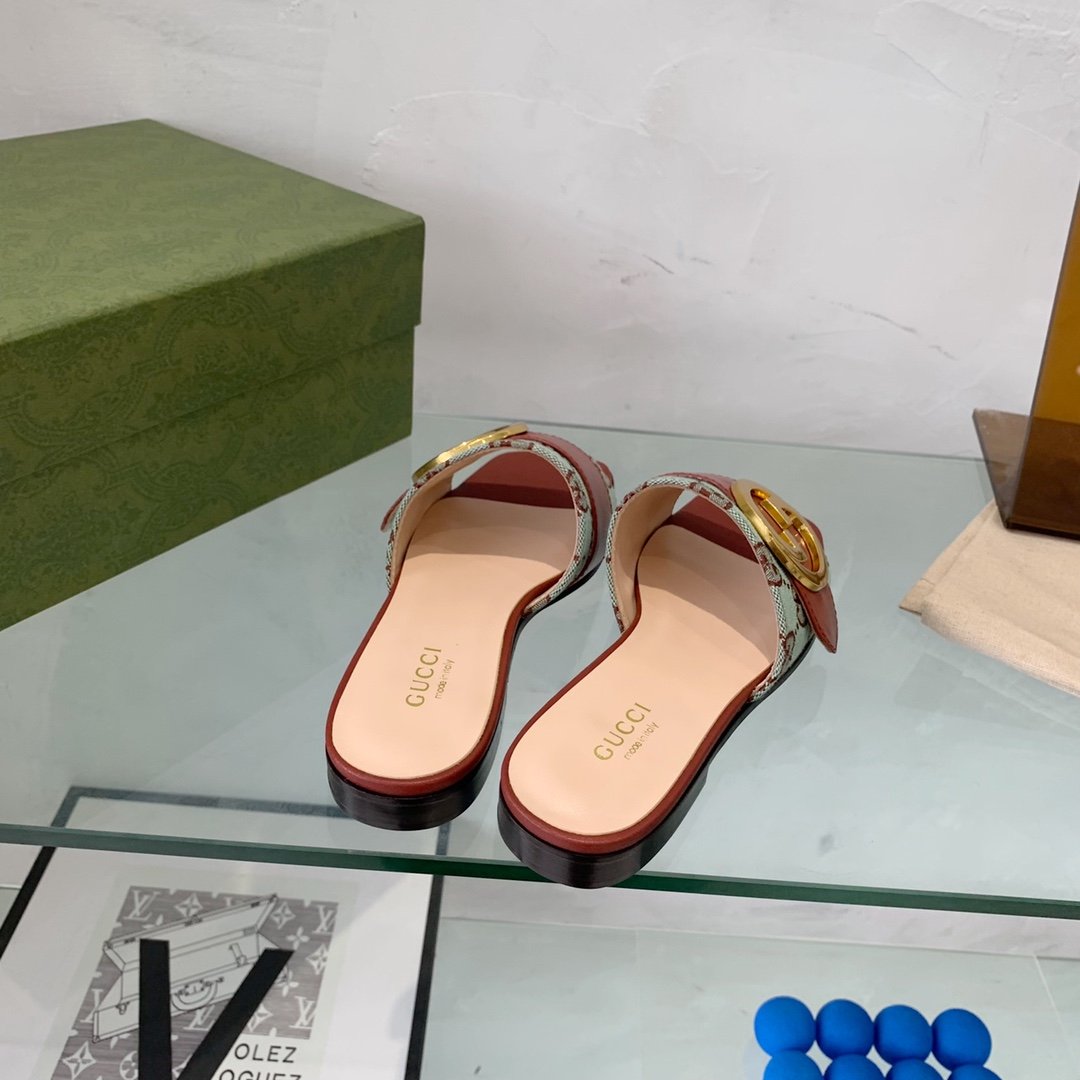 (1:1 replica) Gucci Blondie Matelasse Canvas Slide Sandal Red For Women GG