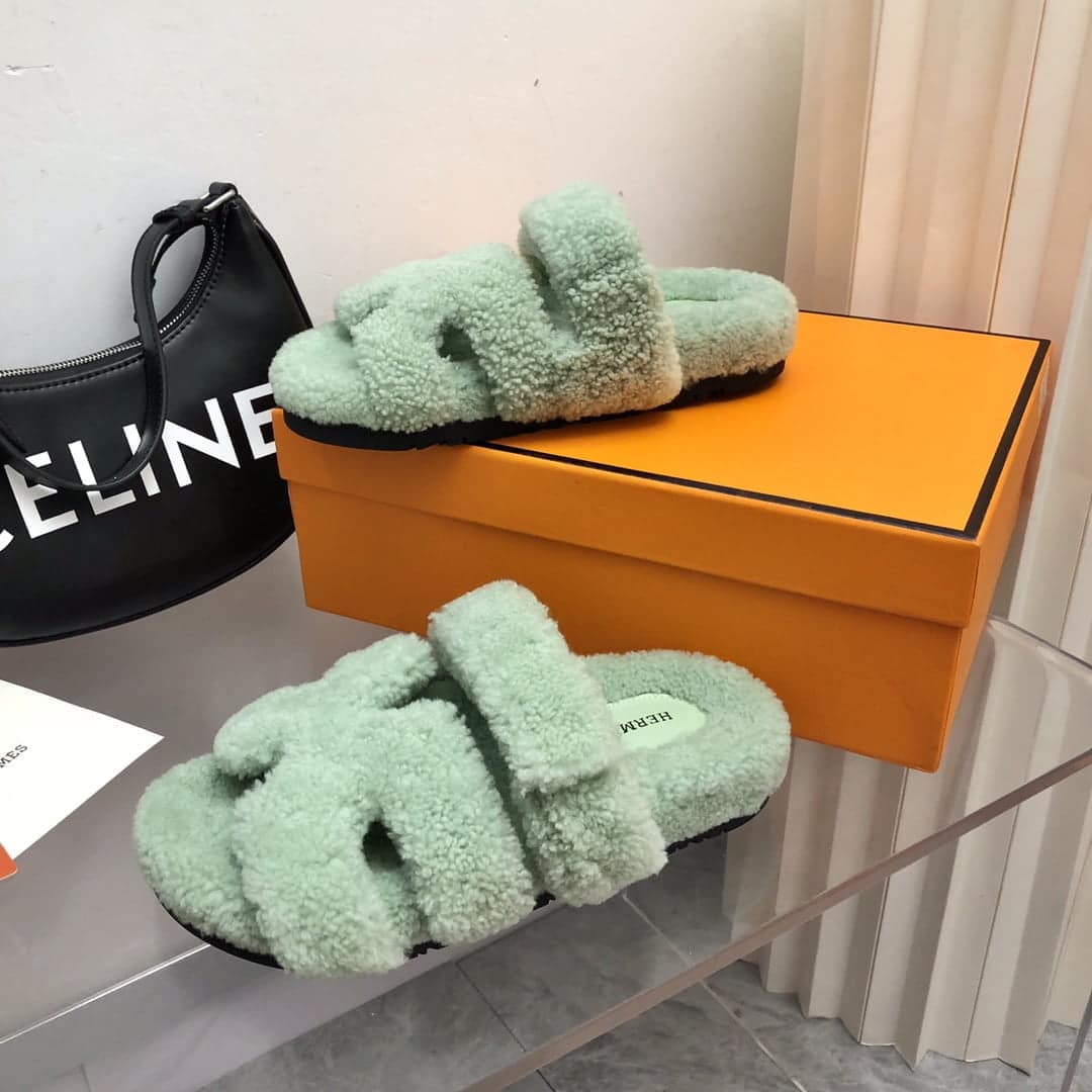 (1:1 replica) Hermes Chypre Sandal Bright Green For Women