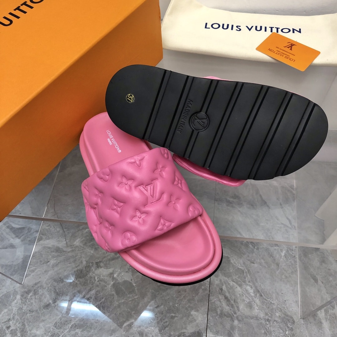 (1:1 replica) Louis Vuitton Women s Pool Pillow Flat Comfort Mule Pink For Women LV