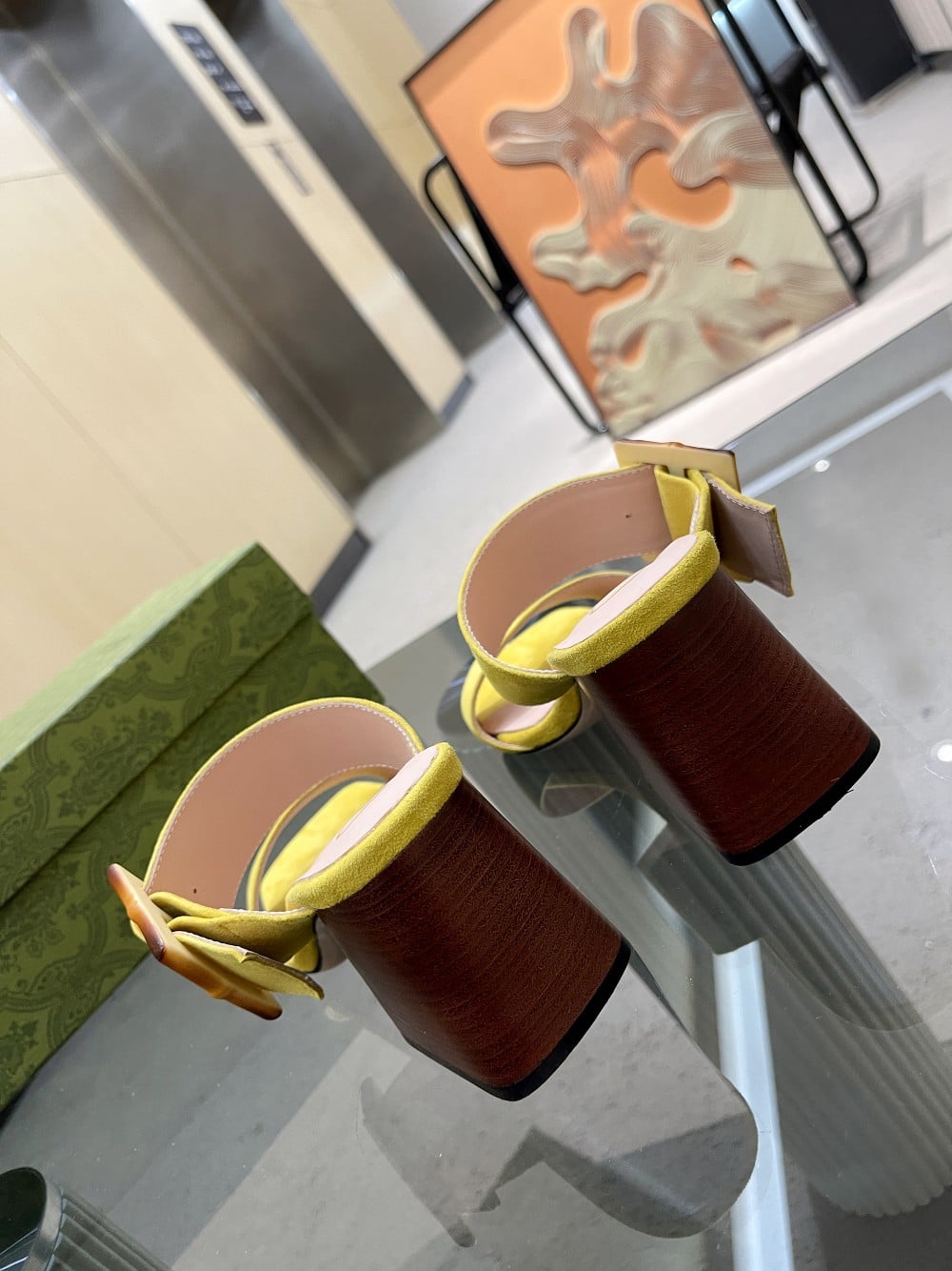 (1:1 replica) Gucci Women s Sandal With Bamboo Buckle Yellow For Women GG