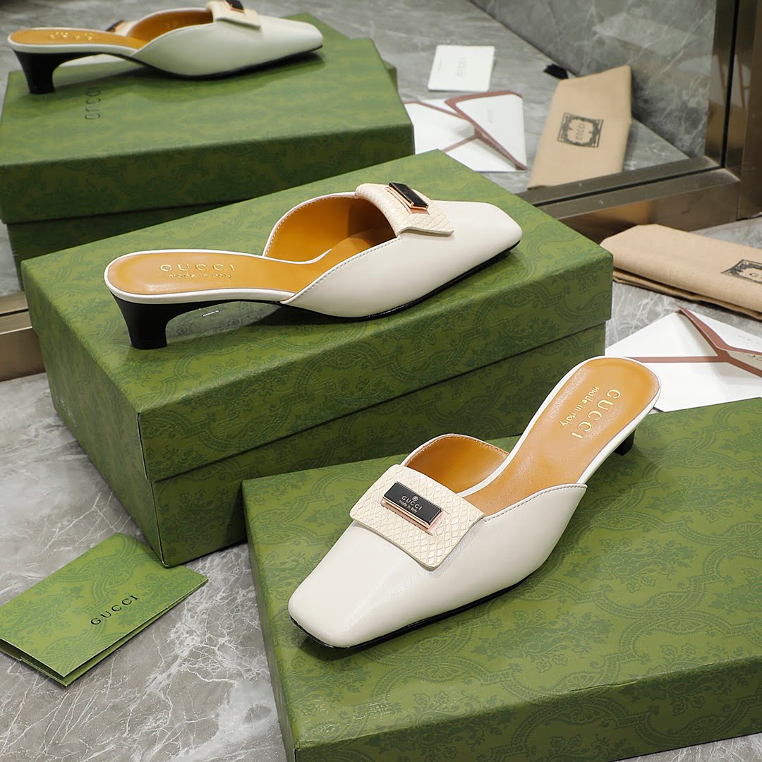 (1:1 replica) Gucci Slipper Sandals White For Women GG