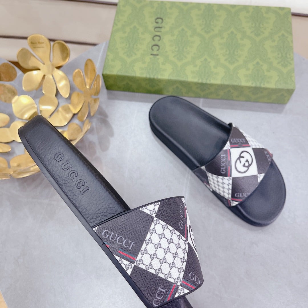 (1:1 replica) Gucci Women s Logo GG Supreme Slides With Web Black For Women 408508