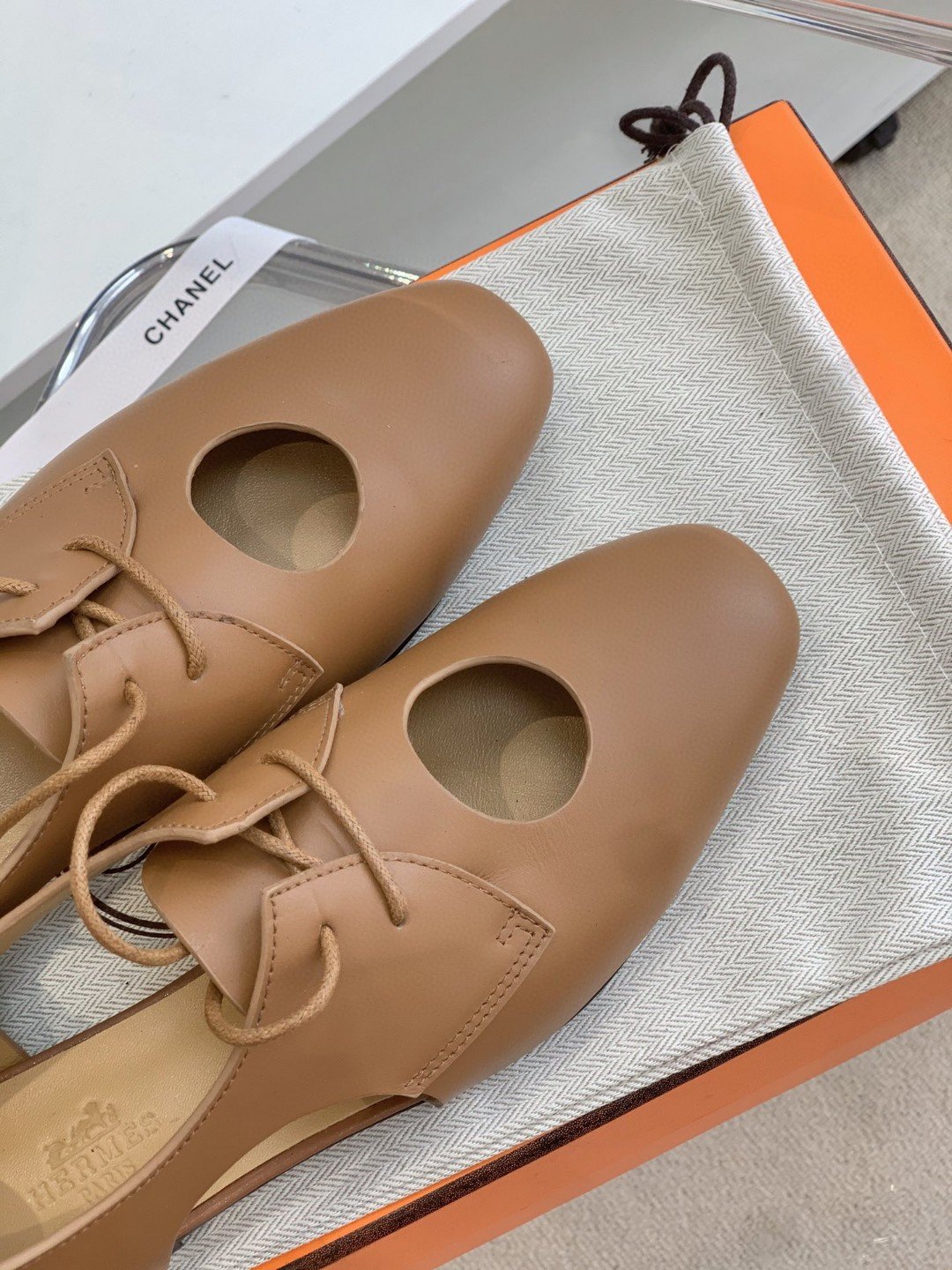 (1:1 replica) Hermes Epoca Oxford Shoe Brown For Women, Women s Shoes H221024Z