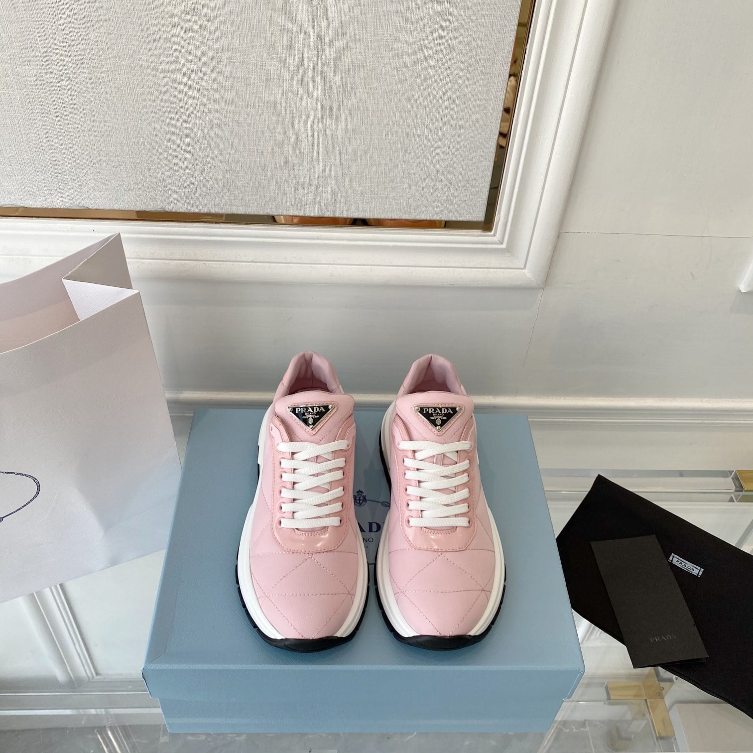 (1:1 replica) Prada Prax 01 Nylon Sneakers Pink For Women PRD