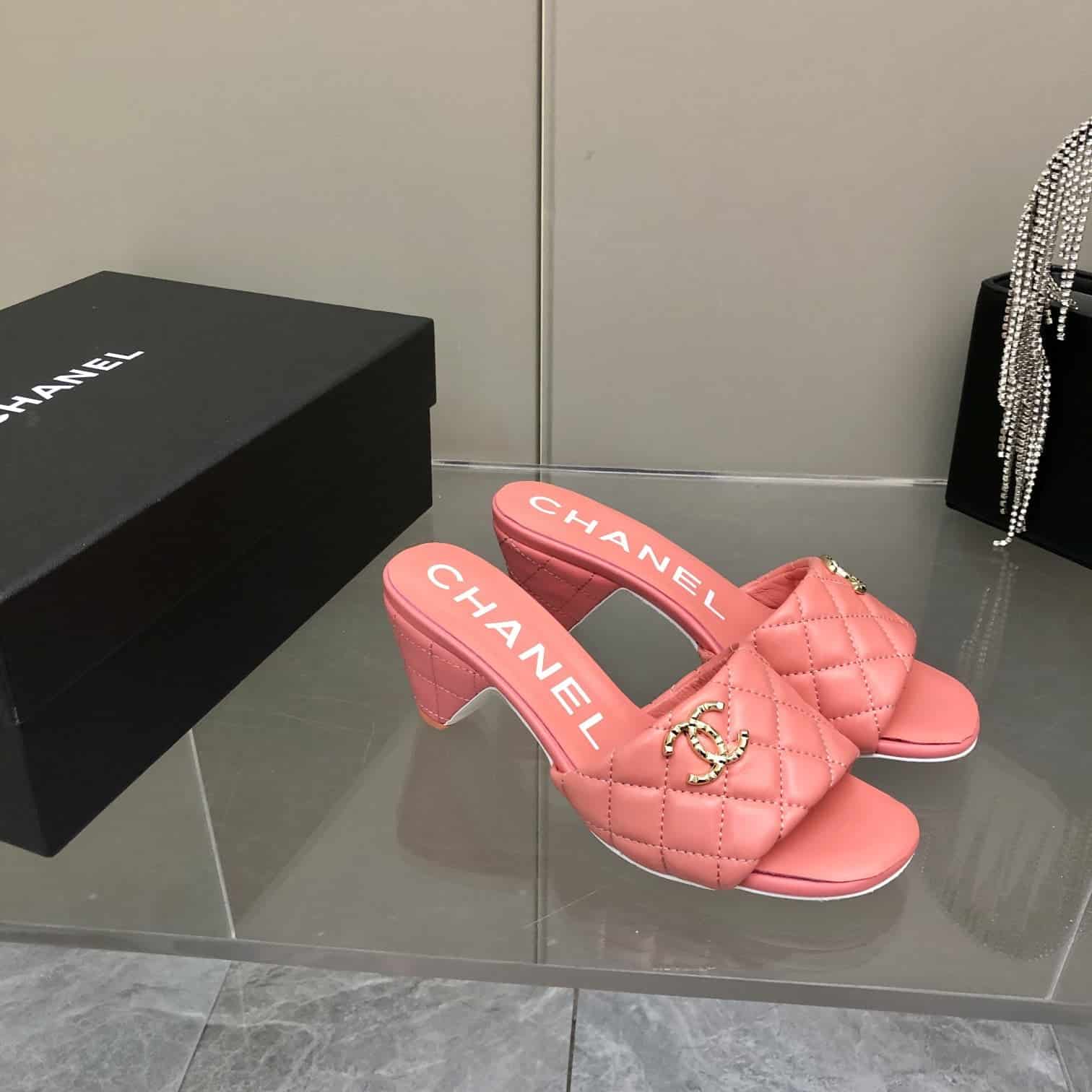 (1:1 replica) Chanel Mules Hot Pink For Women, Women s Shoes 2.4in/6.2cm G38820