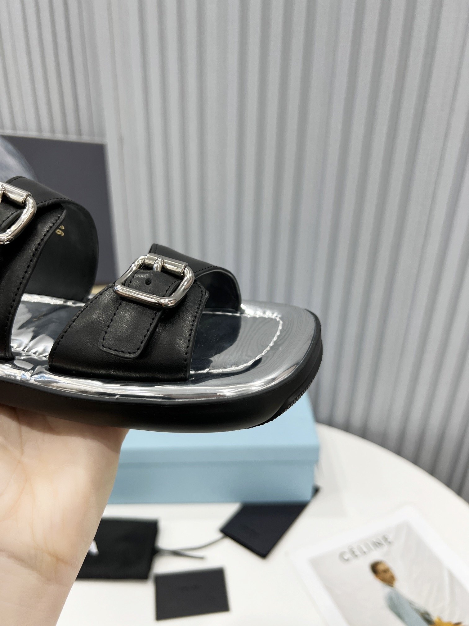 (1:1 replica) Prada Sandals Black For Women 0.8in/20mm PRD 1XX628_248_F0632_F_020
