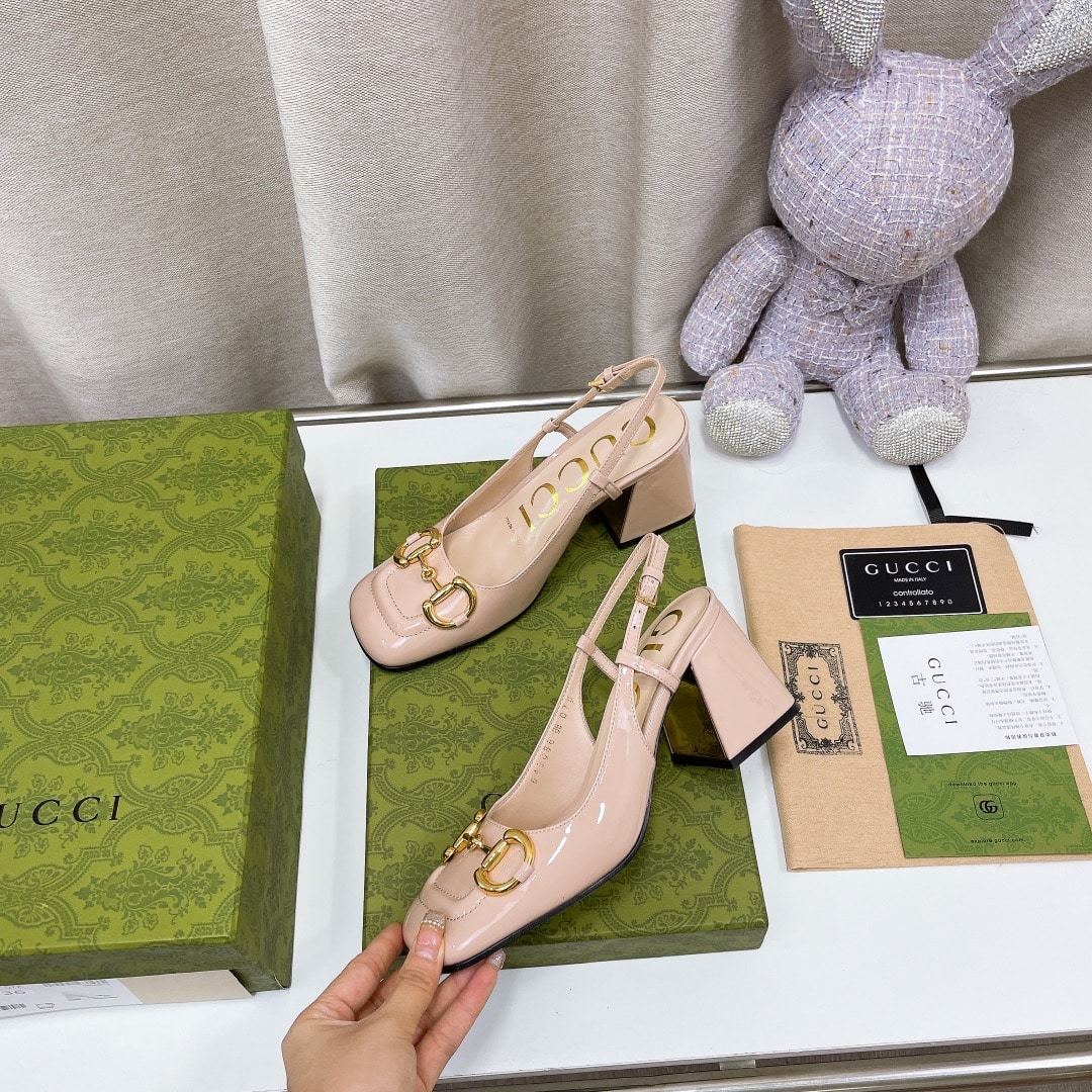 (1:1 replica) Gucci Women s Mid-Heel Slingback With Horsebit Pink For Women GG