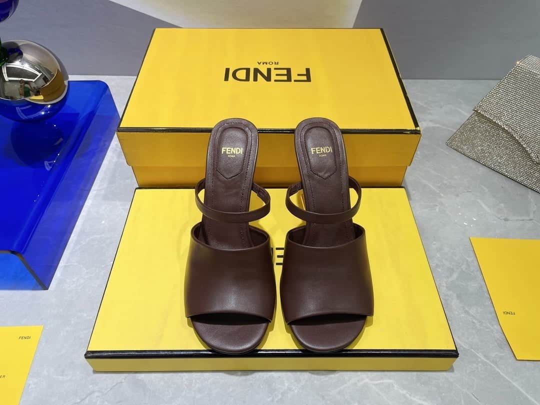 (1:1 replica) Fendi First Burgundy High-Heeled Sandals For Women