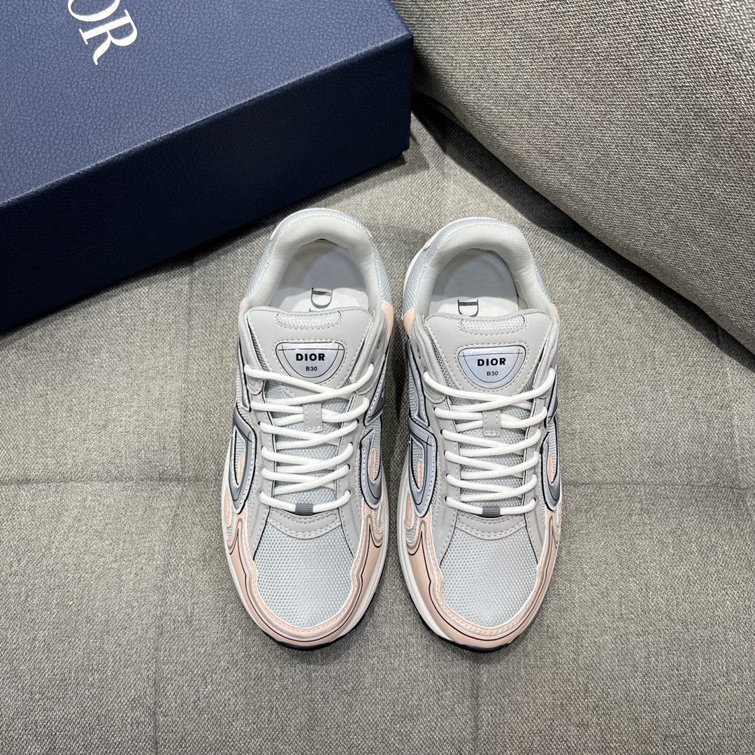 (1:1 replica) Christian Dior Women s B30 Sneaker Gray Mesh And Light Pink For Women CD