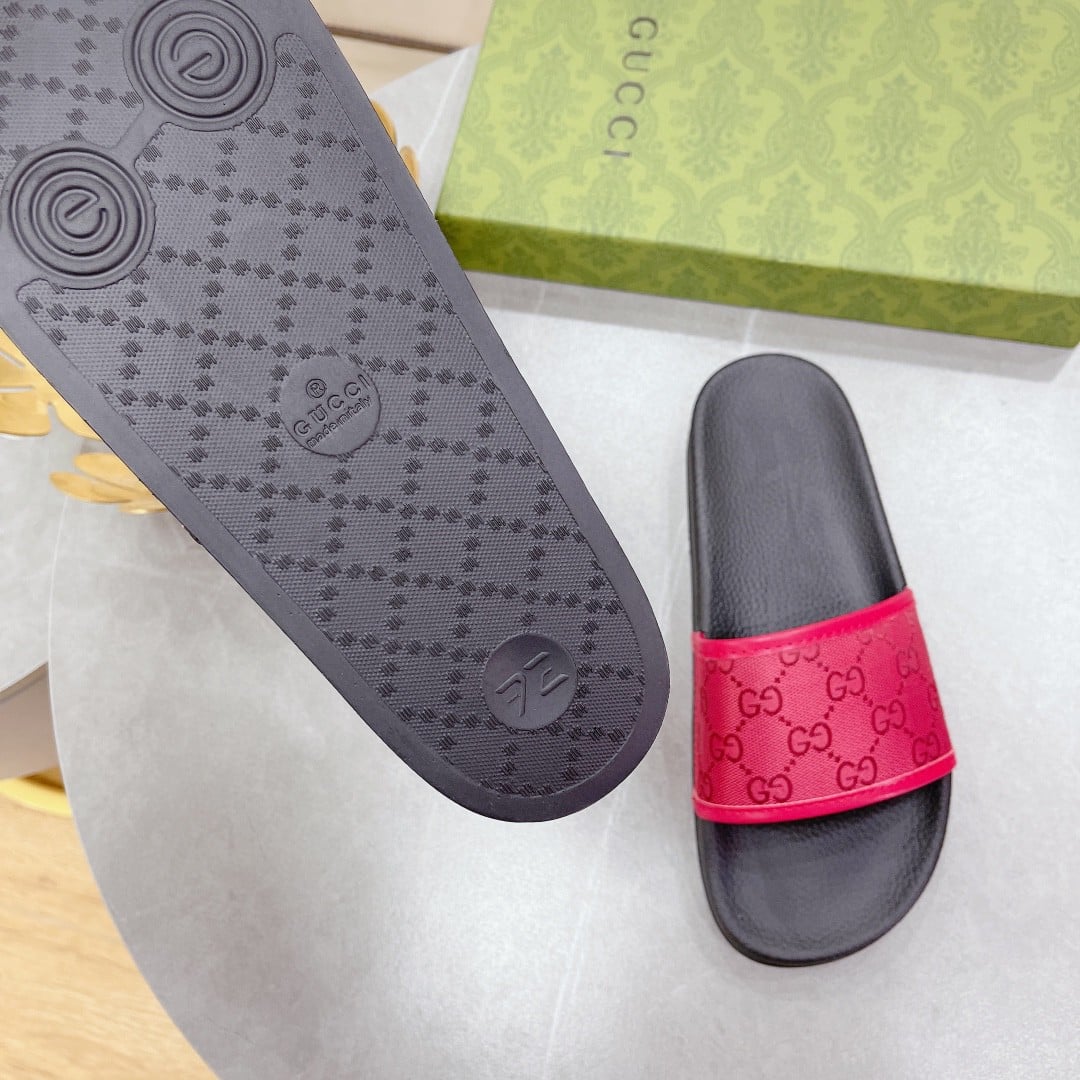 (1:1 replica) Gucci Women s GG Slide Sandal Red For Women 407345