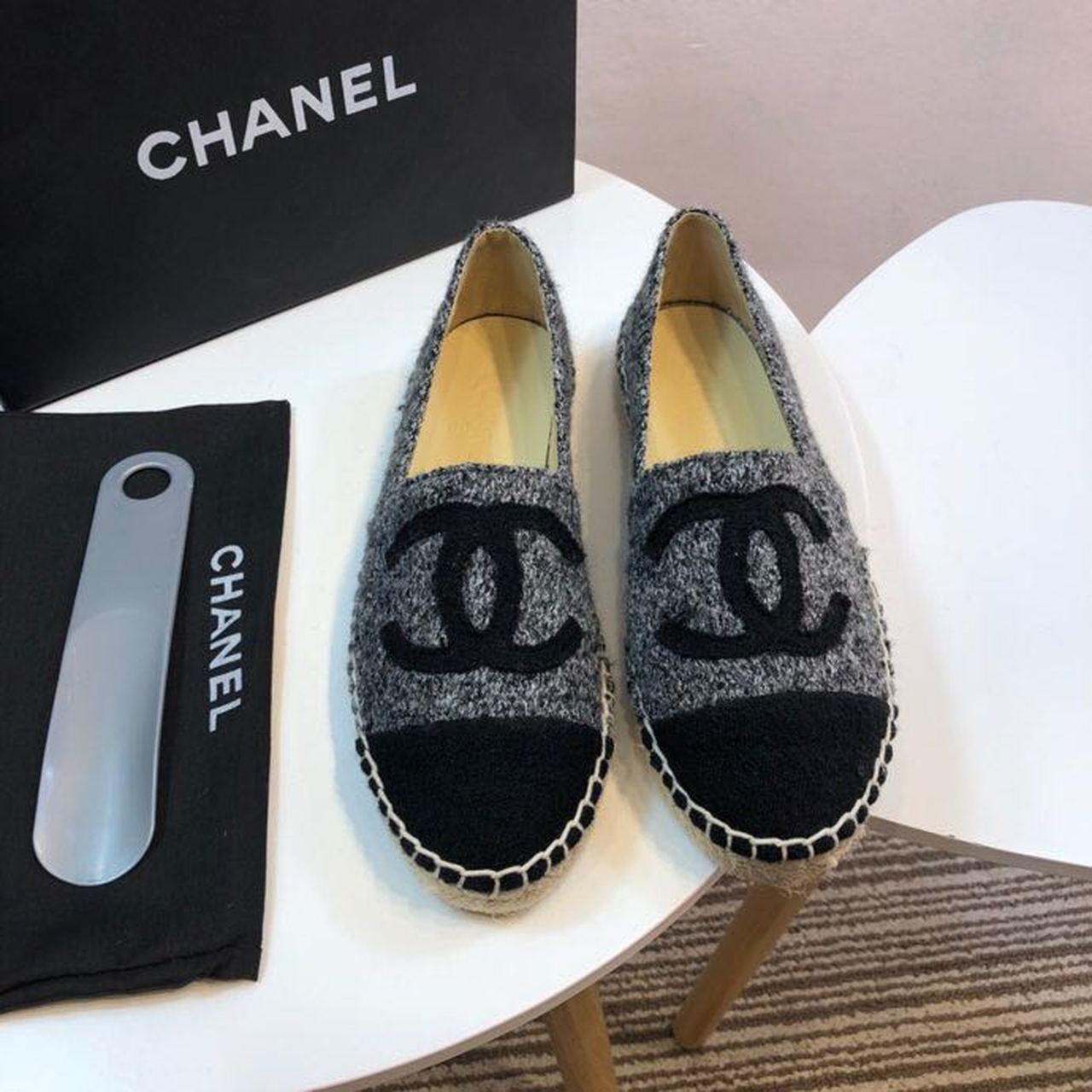 (1:1 replica) Chanel Espadrilles Grey/Black For Women, Women s Shoes G29762