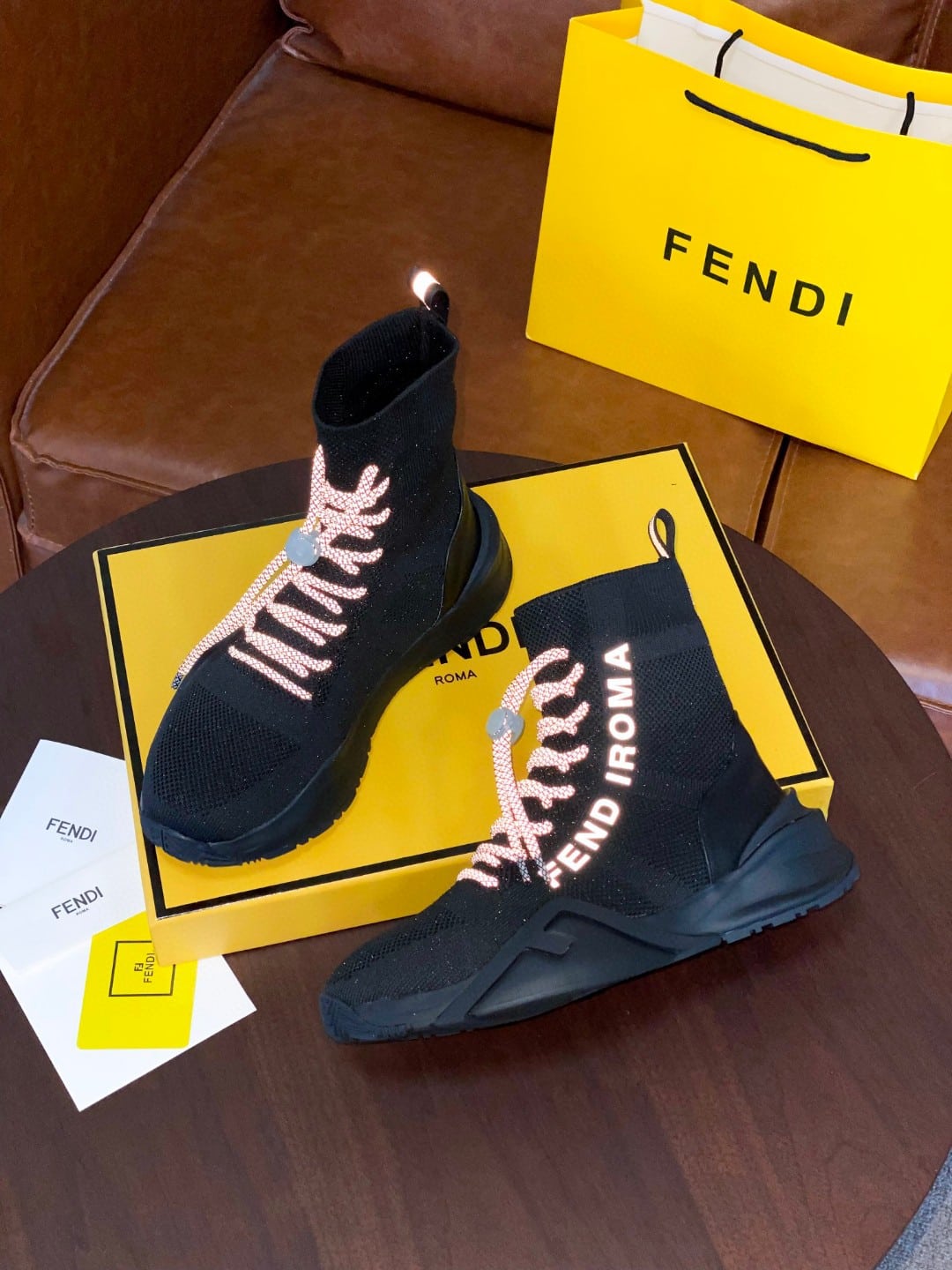 (1:1 replica) Fendi High Top Sneakers Black For Women