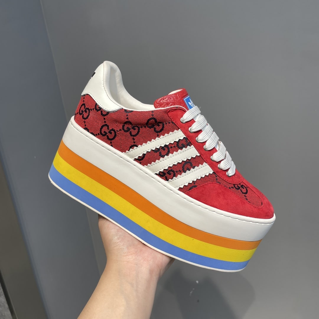 (1:1 replica) Gucci x Adidas Women s GG Gazelle Sneaker Red For Women GG