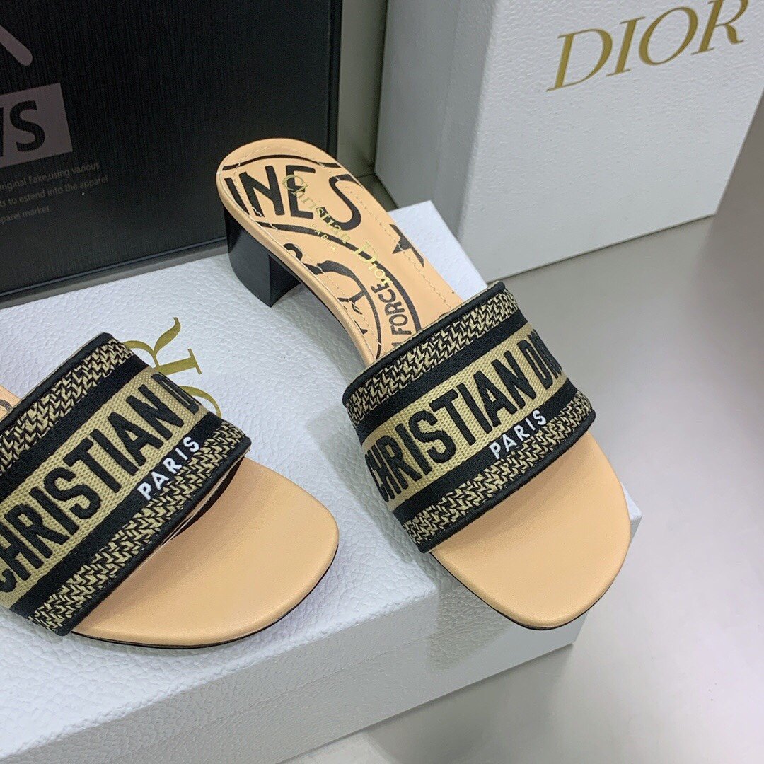 (1:1 replica) Christian Dior Women s Dway Heeled Slide Beige For Women CD