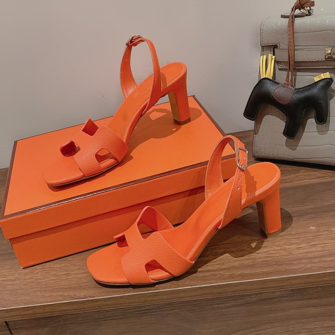 (1:1 replica) Hermes Eternite Sandal Dark Orange For Women 2.7in/7cm