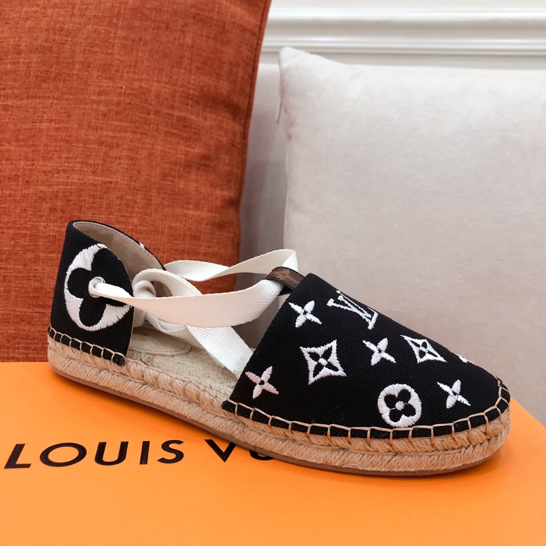 (1:1 replica) Louis Vuitton Women s Starboard Flat Espadrille Black For Women LV