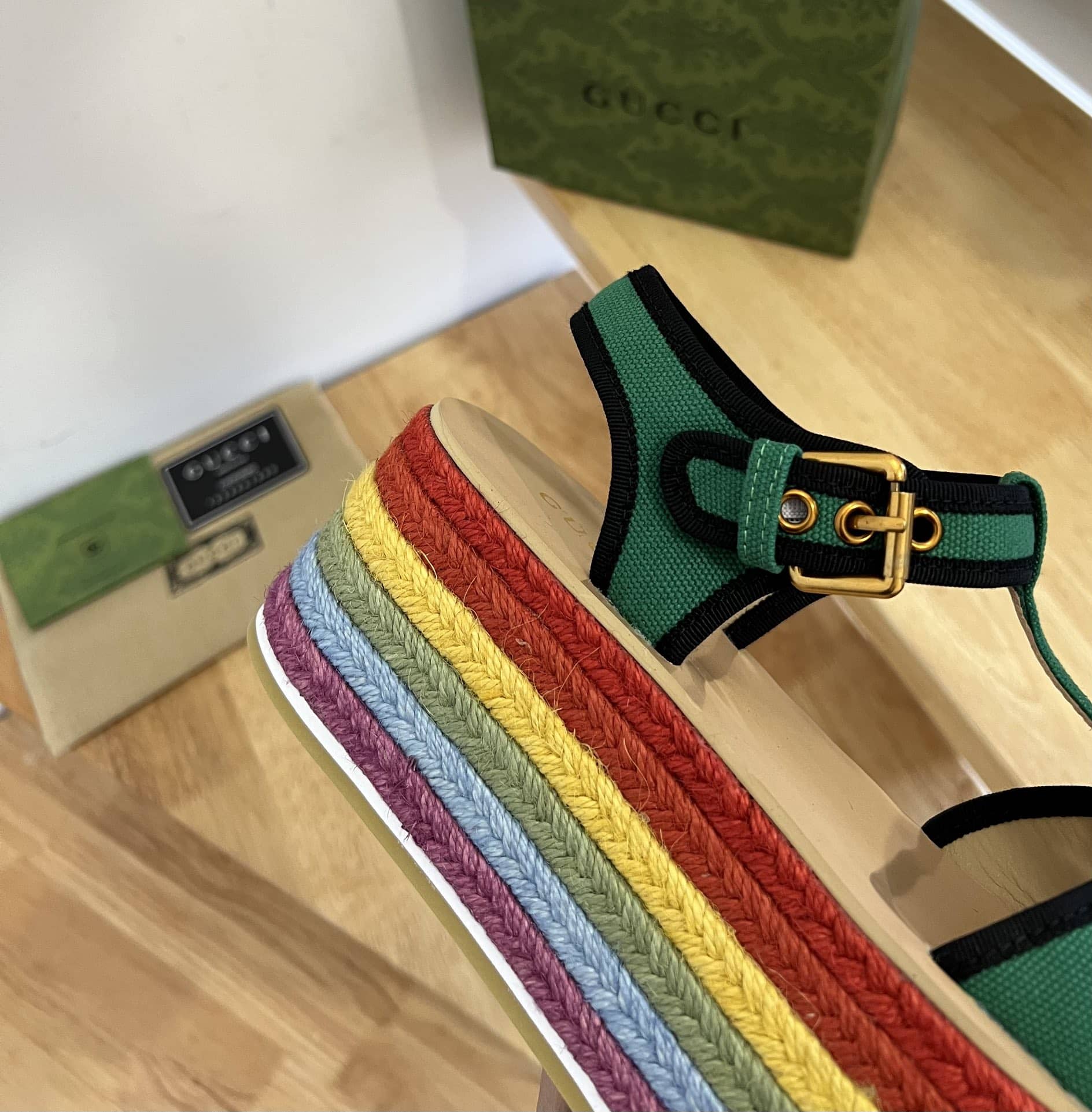 (1:1 replica) Gucci Women s Platform Sandal Green For Women GG