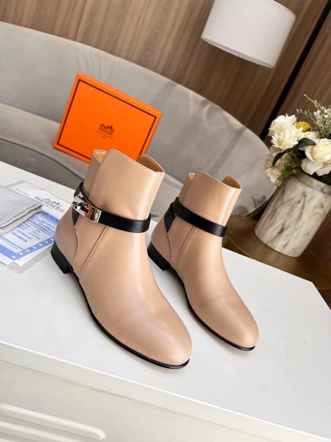 (1:1 replica) Hermes Neo Ankle Boot Beige For Women, Women s Shoes