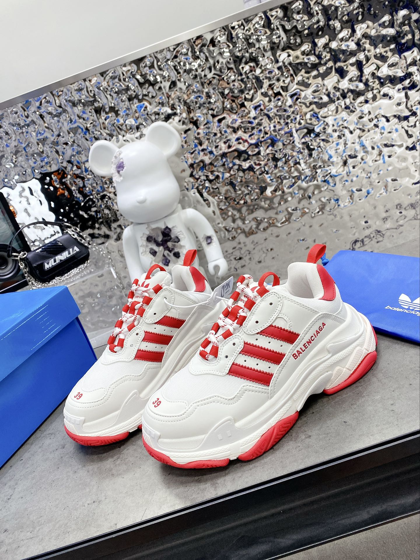 (1:1 replica) Balenciaga x Adidas Triple s Trainers Clear Sole White For Women