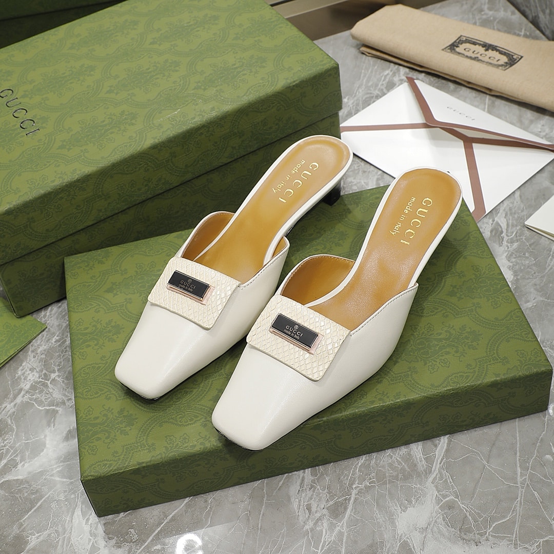 (1:1 replica) Gucci Slipper Sandals White For Women GG