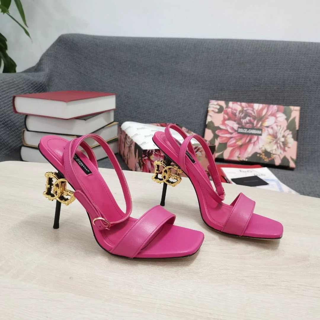 (1:1 replica) Dolce Gabbana Patent Sandals Pink For Women DG Shoes