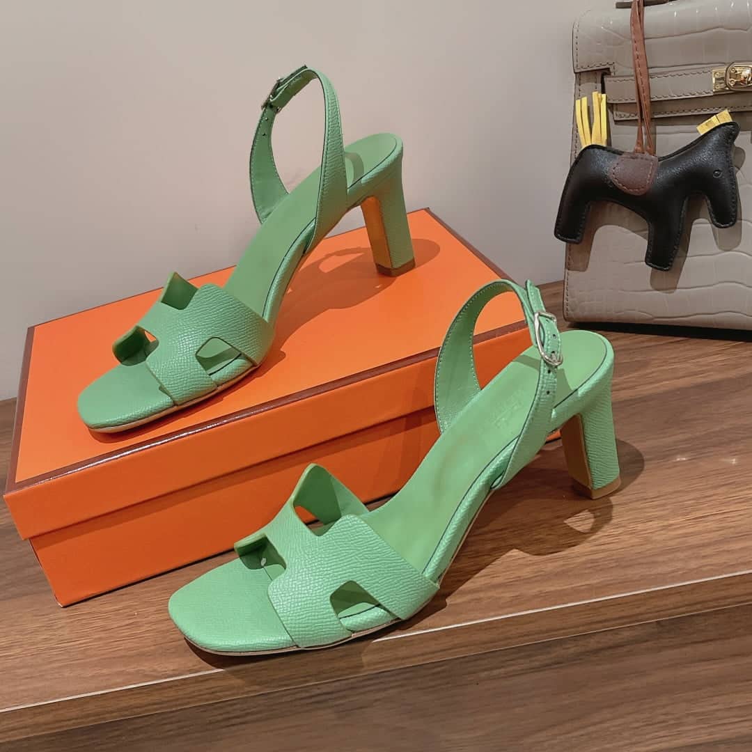 (1:1 replica) Hermes Eternite Sandal Green For Women 2.7in/7cm