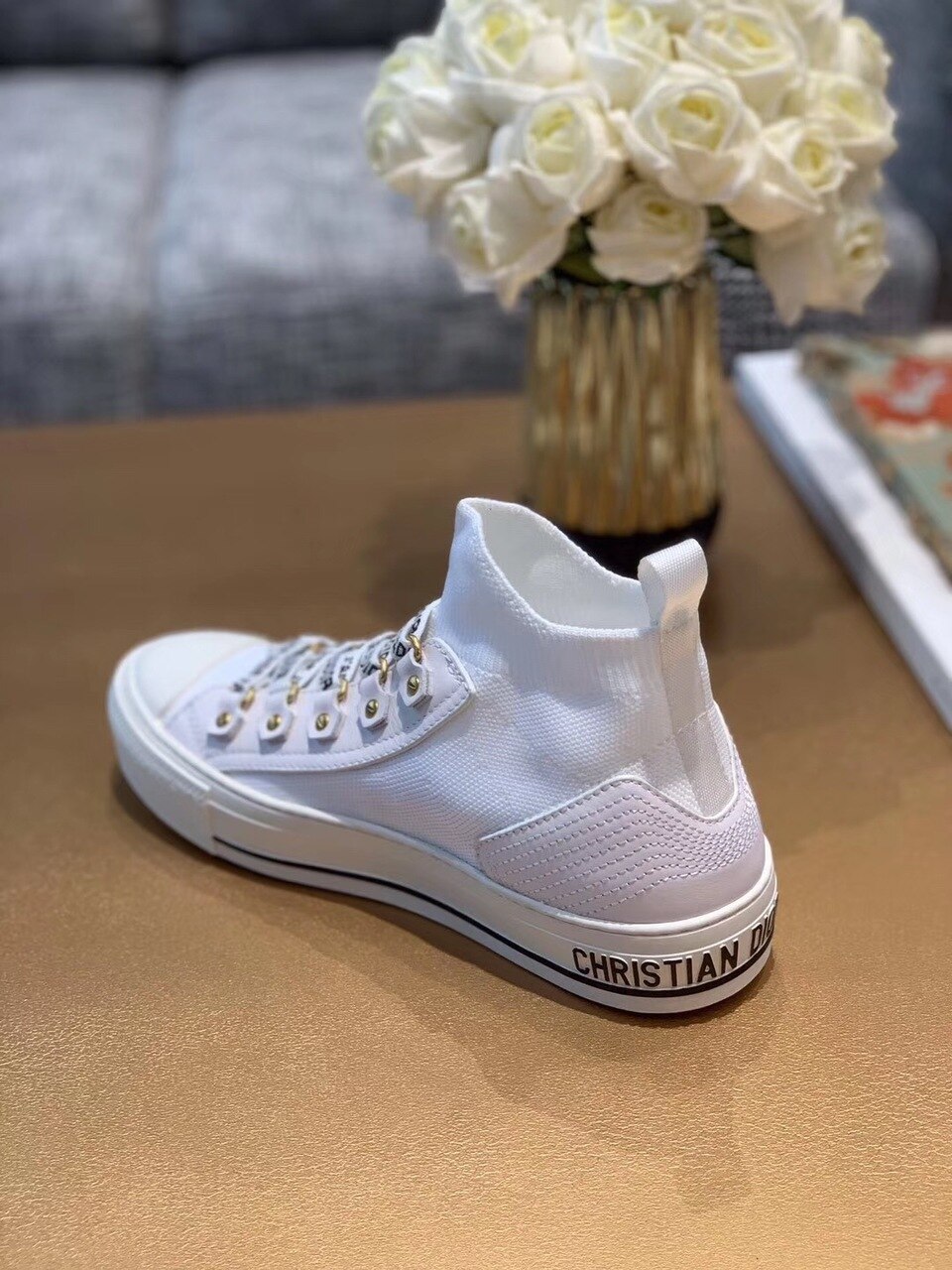 (1:1 replica) Christian Dior Walk N Dior Sneaker Cannage Technical Mesh White For Women CD KCK276NKR_S10W