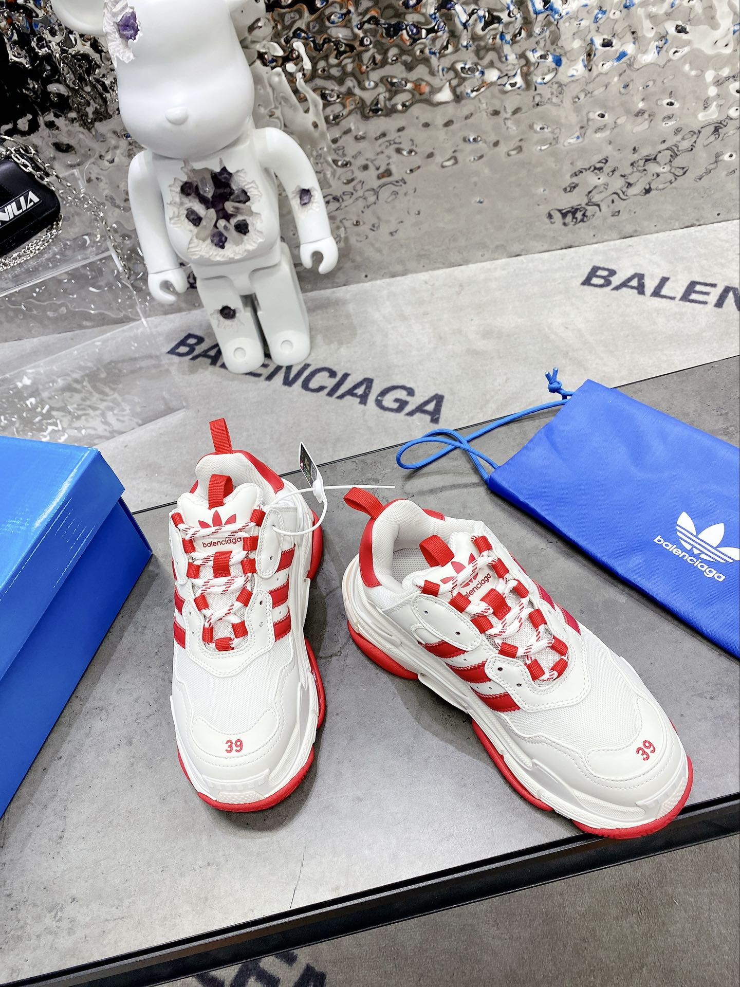 (1:1 replica) Balenciaga x Adidas Triple s Trainers Clear Sole White For Women