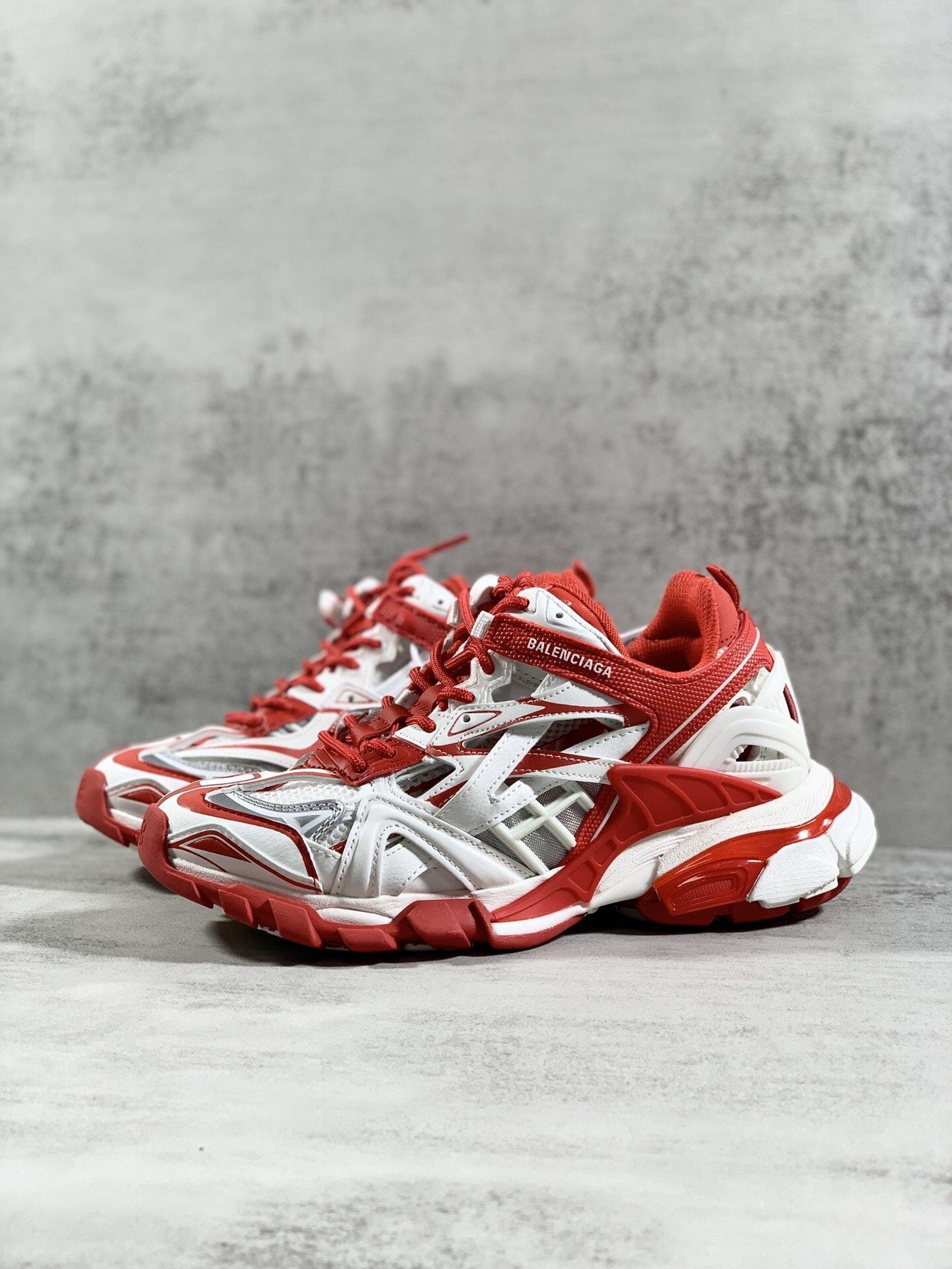 (1:1 replica) Balenciaga Track.2 Clear Sole Trainers White/Red For Women