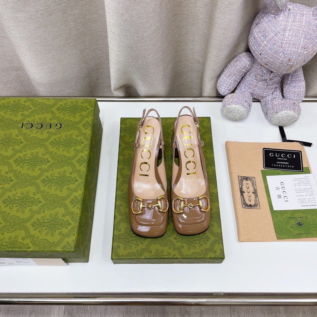 (1:1 replica) Gucci Women s Mid-Heel Slingback With Horsebit Green For Women GG