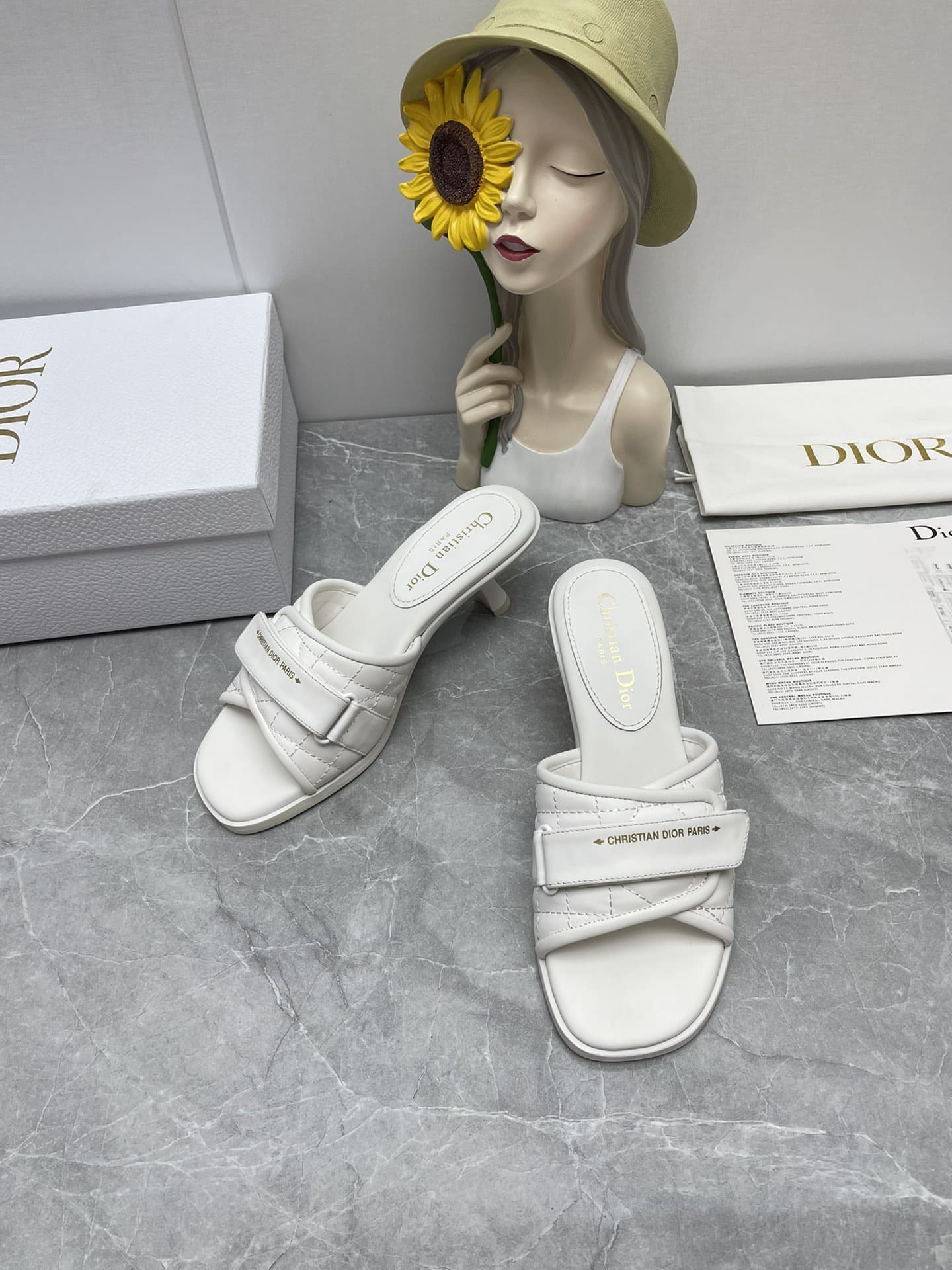(1:1 replica) Christian Dior Women s Dio(r)evolution Heeled Slide White For Women CD KCQ731CQC_S03W