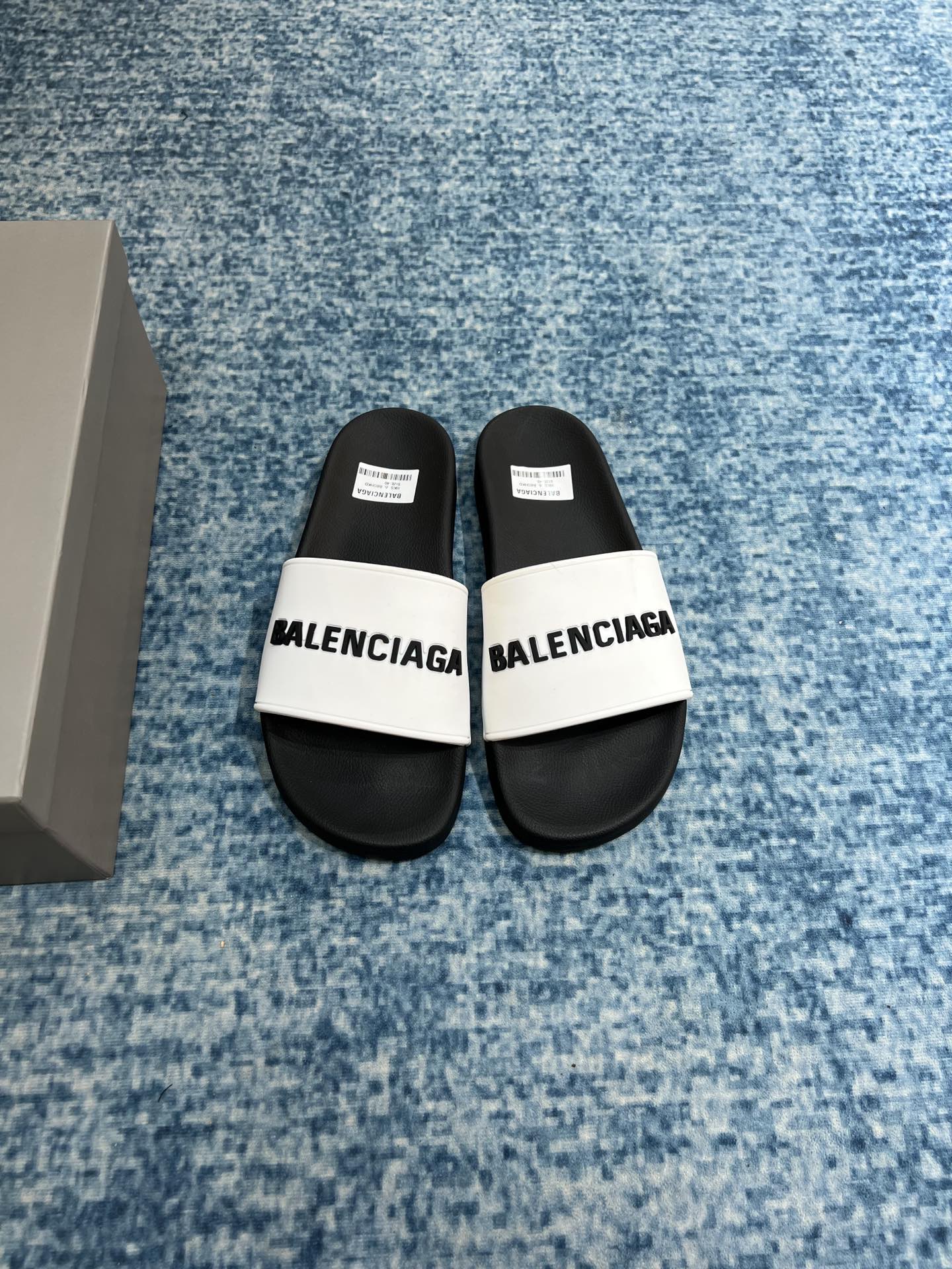 (1:1 replica) Balenciaga Pool Slide Sandal White/Black For Women