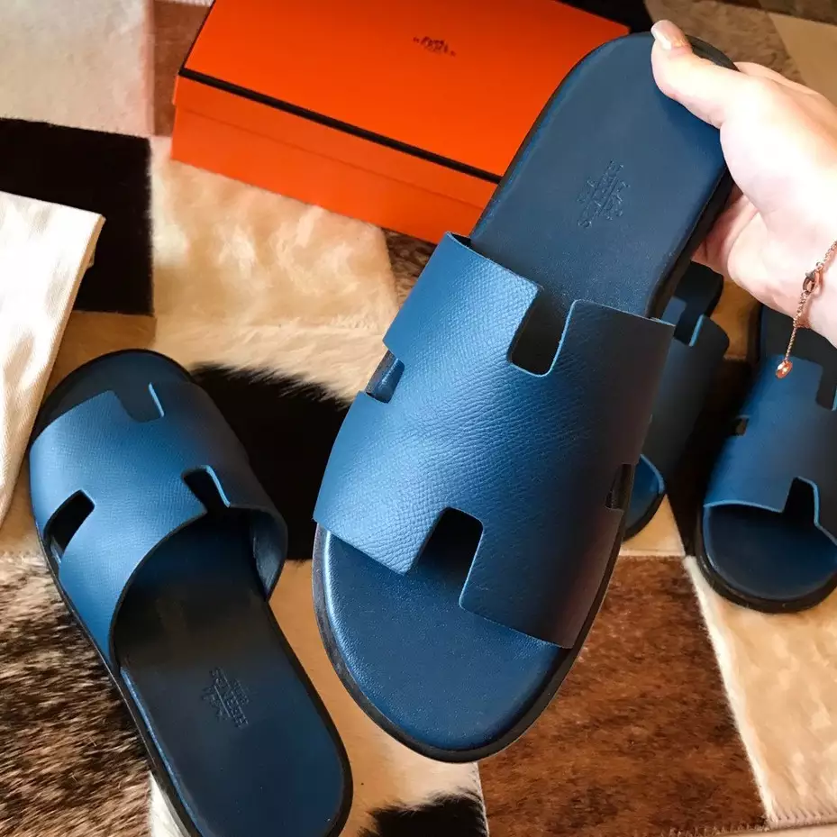 (1:1 replica) HERMES MEN S IZMIR SANDALS IN COLVERT EPSOM CALFSKIN HMSD025