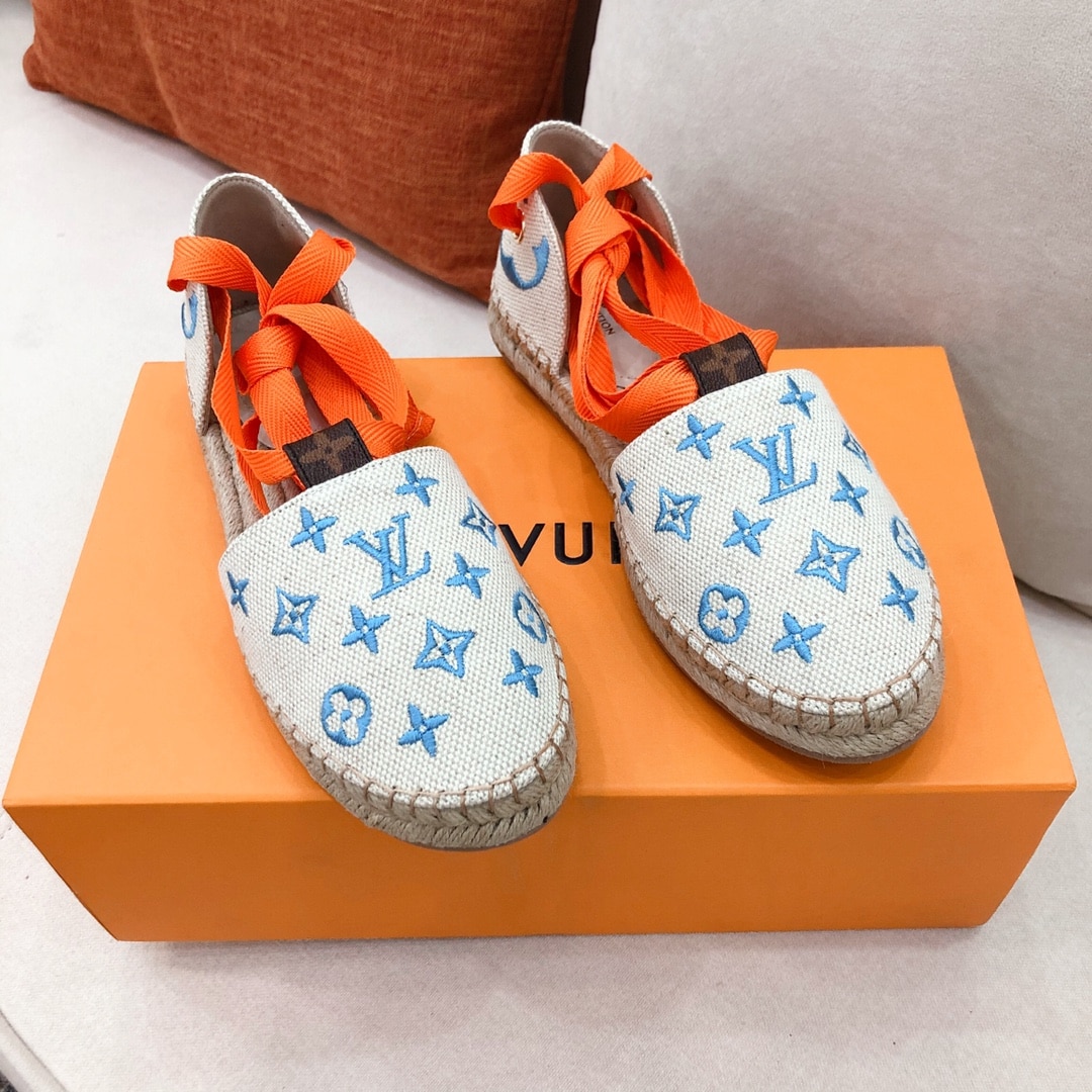(1:1 replica) Louis Vuitton Women s Starboard Flat Espadrille Blue For Women LV