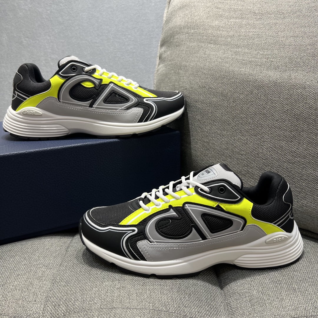 (1:1 replica) Christian Dior Women s B30 Sneaker Gray Mesh And Yellow For Women CD