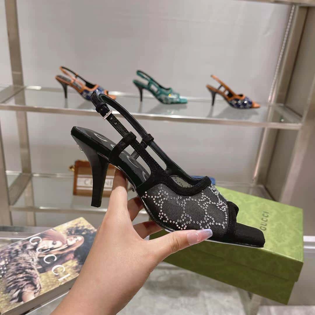 (1:1 replica) Gucci Women s GG Slingback Mid-Heel Pump Black For Women GG