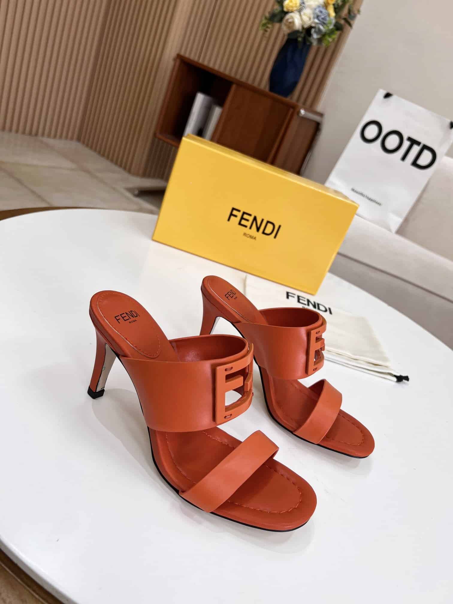 (1:1 replica) Fendi Baguette Brown Heels For Women 8R8287AE7TF1C4R