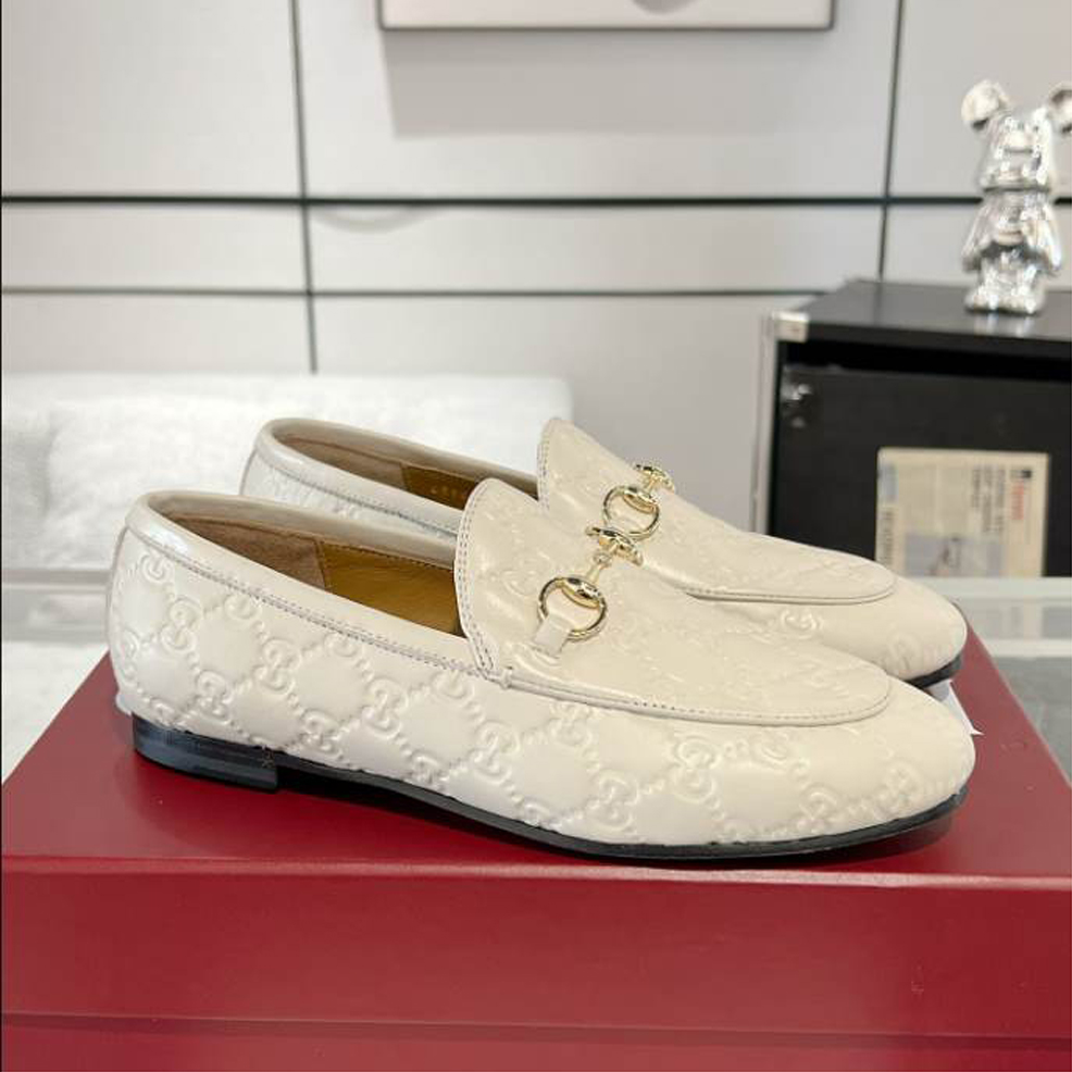 (1:1 replica) Gucci Horsebit White GC Monogram Loafer GL063