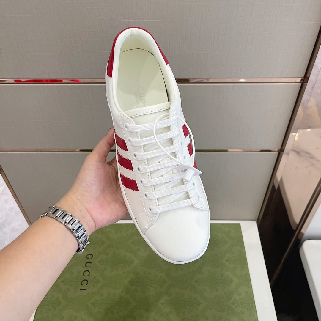 (1:1 replica) Gucci x Adidas Women s Sneakers White Red For Women 707861