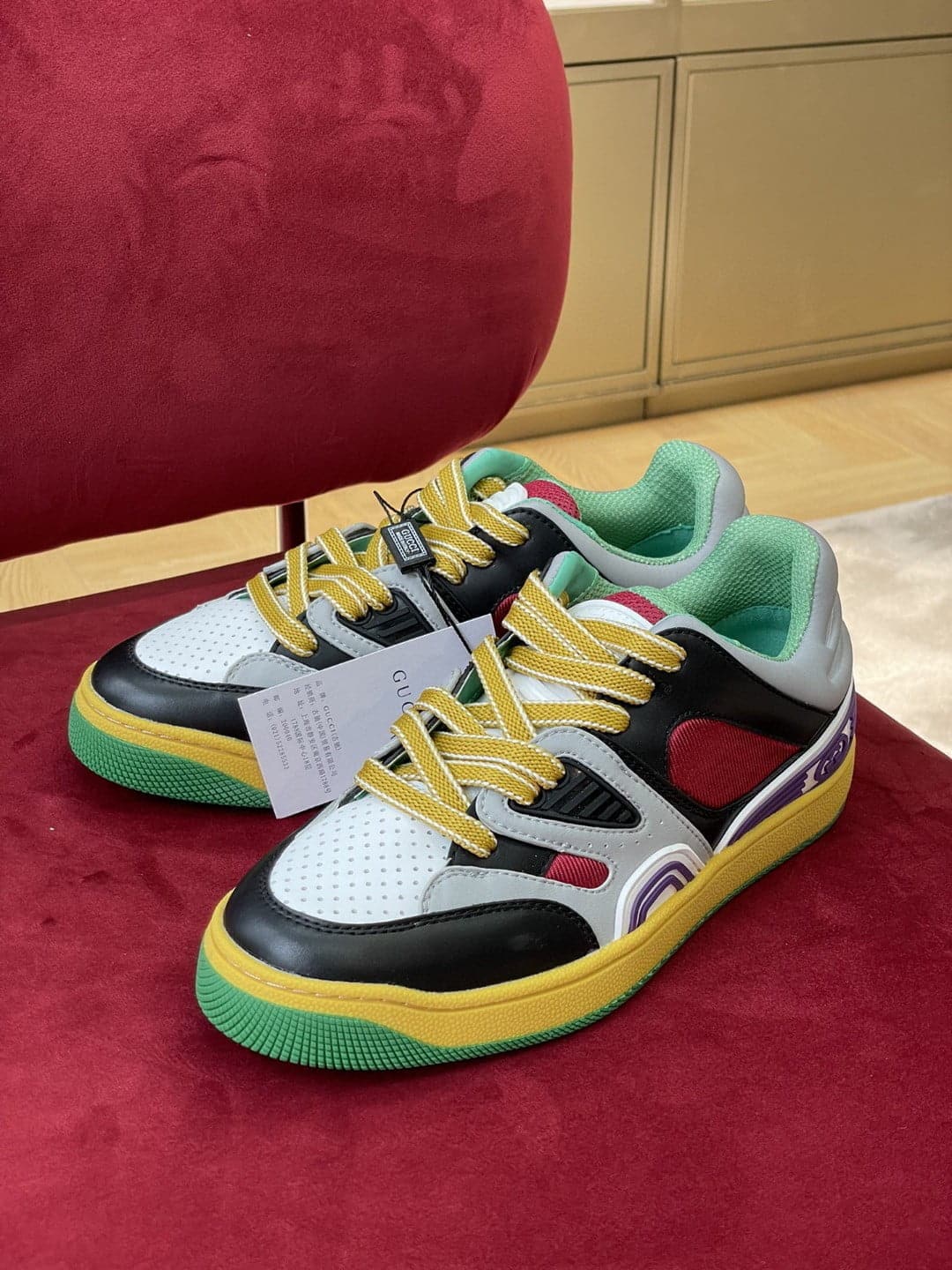 (1:1 replica) Gucci Women s Sneaker Gucci Basket Donna Black Demetra For Women 697882 2SH90 1072