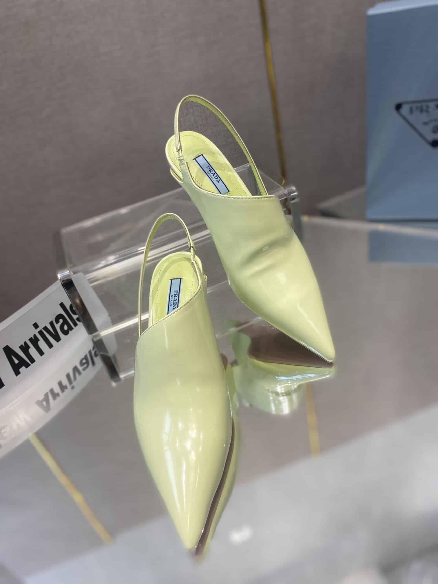 (1:1 replica) Prada Brushed Slingback Pumps Green For Women 2.6in/65mm PRD 1I886MFA065055