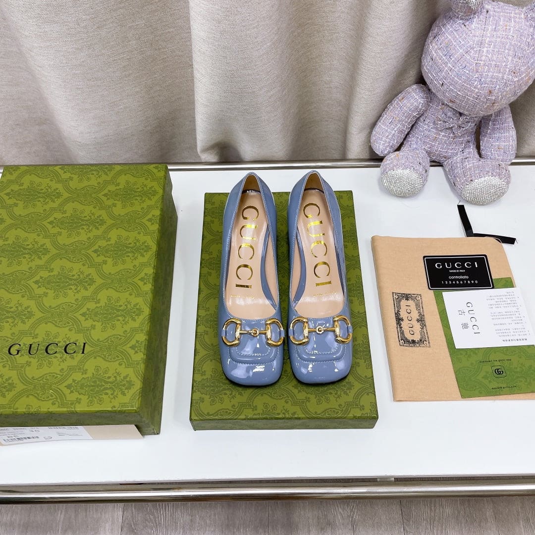 (1:1 replica) Gucci Women s Mid-Heel Ballet Flat With Horsebit Jade Green For Women GG