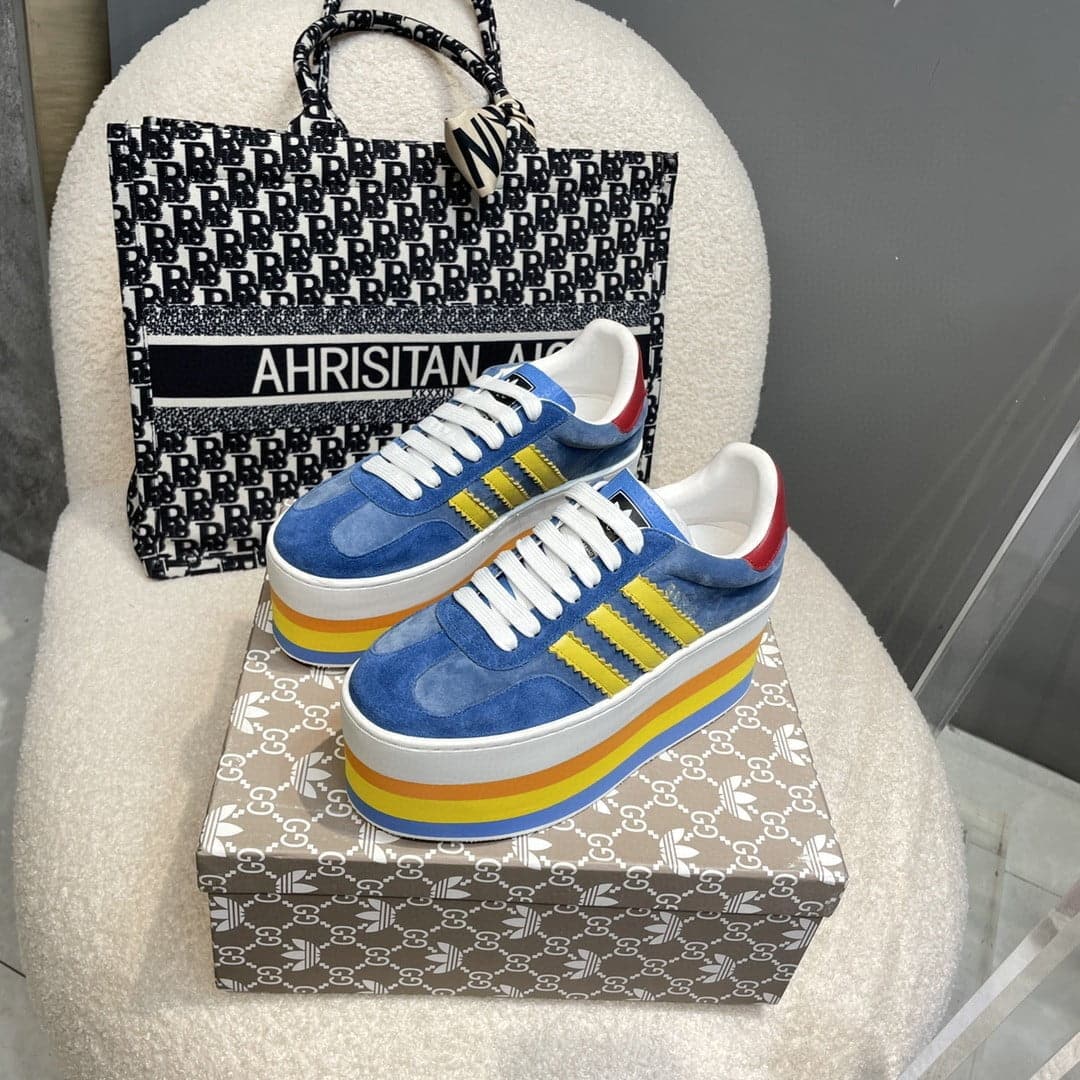 (1:1 replica) Gucci x Adidas Women s GG Gazelle Sneaker Blue For Women GG