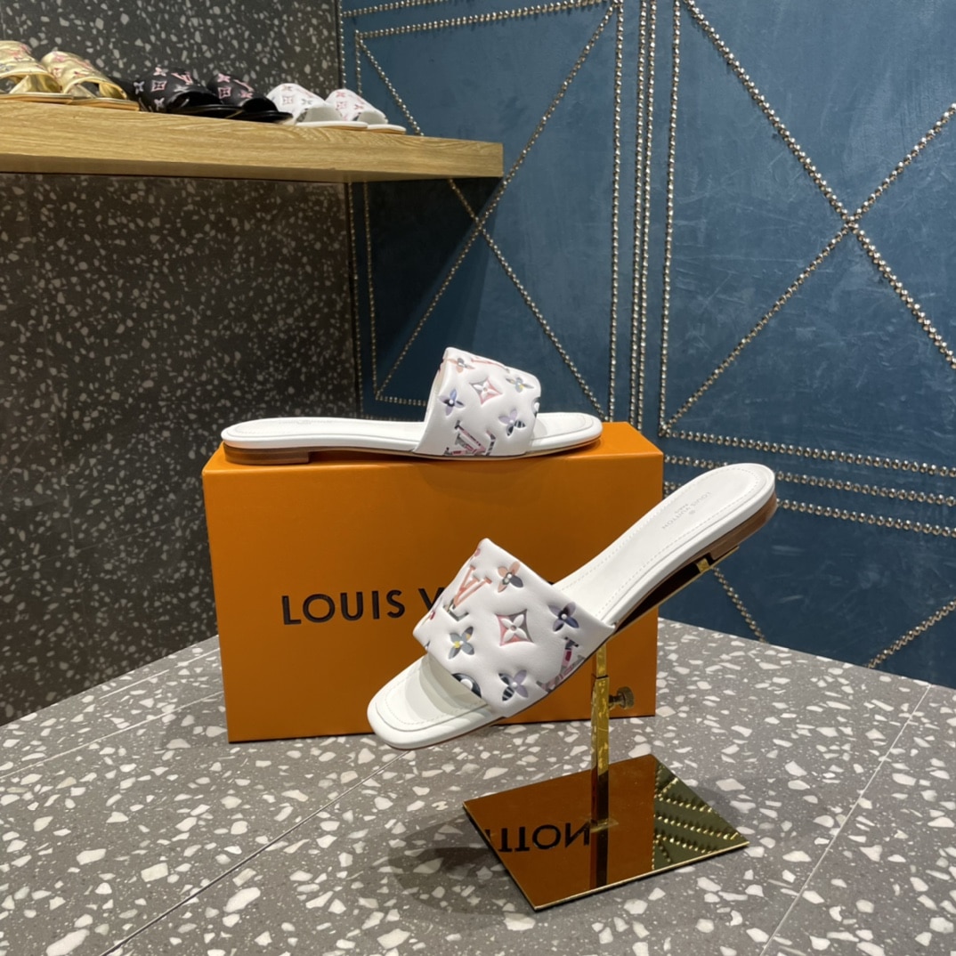 (1:1 replica) Louis Vuitton Women s Revival Flat Mule White For Women LV 1AAORE