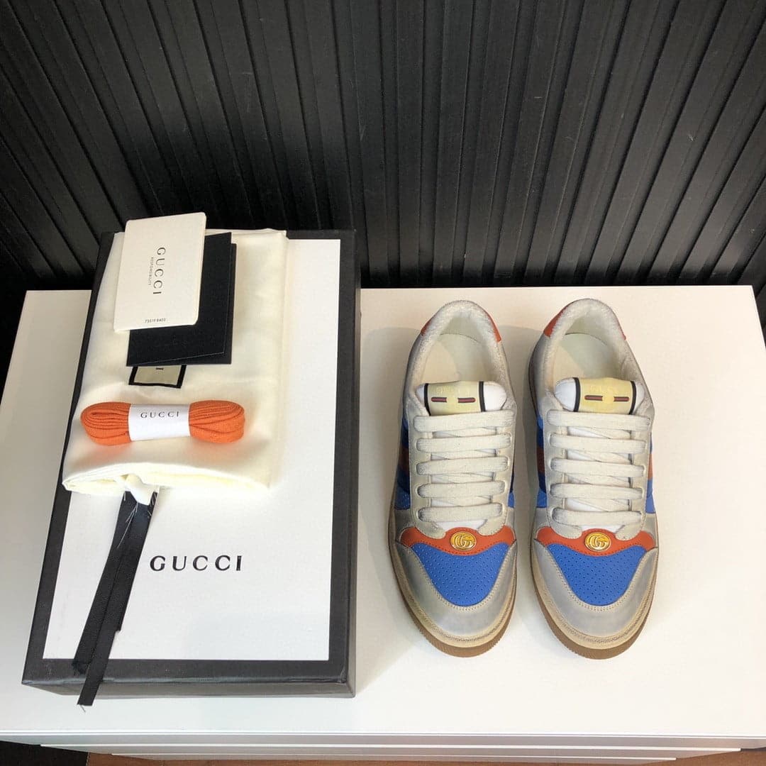 (1:1 replica) Gucci Women s Screener Low-Top Blue White For Women 546163 0YI20 9581