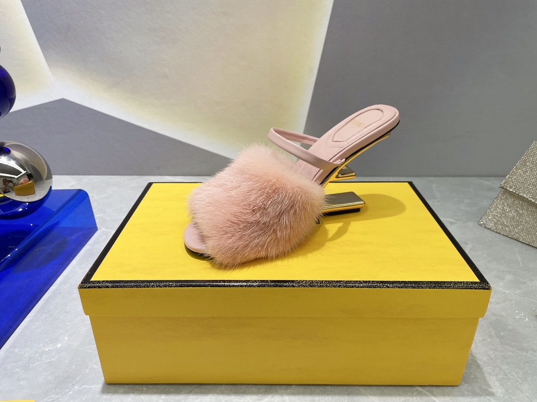 (1:1 replica) Fendi First Pink Mink High-Heeled Sandals For Women 8R8212AHGHF1FFZ